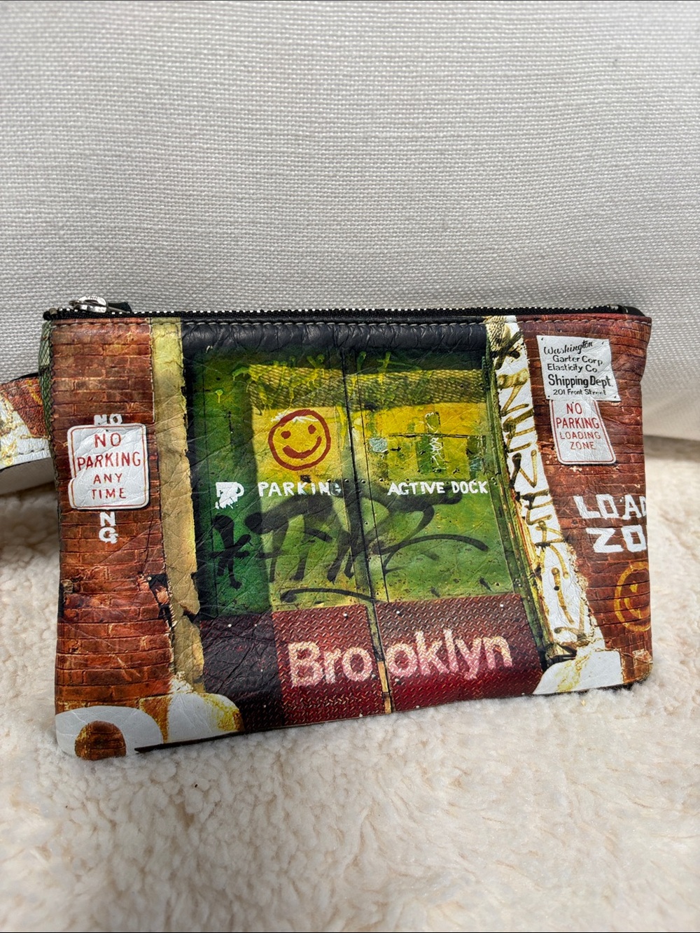 Insiders1 Brooklyn Print Leather Clutch Wristlet
